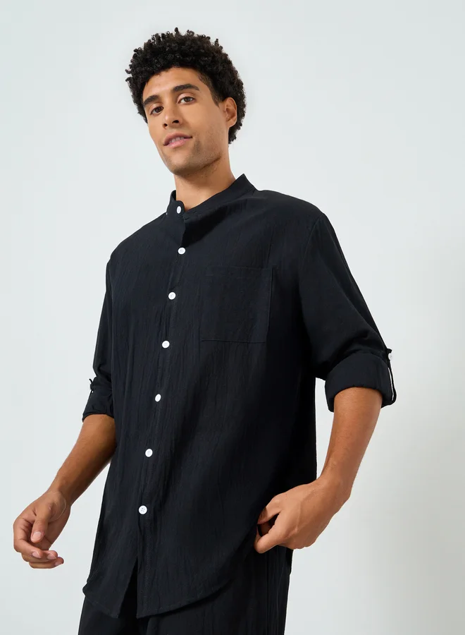 Take Two black Men Solid Pocket Detail Shirt and Pants Co-Ords for Men | Best Price UAE